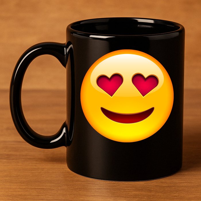 Emoticon Love Emoji Smiley with Heart Eyes 11oz C Handle Ceramic Mug