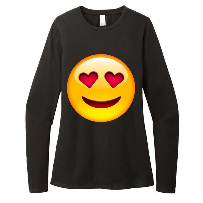 Emoticon Love Emoji Smiley with Heart Eyes Womens CVC Long Sleeve Shirt