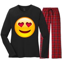 Emoticon Love Emoji Smiley with Heart Eyes Women's Long Sleeve Flannel Pajama Set 