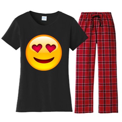 Emoticon Love Emoji Smiley with Heart Eyes Women's Flannel Pajama Set