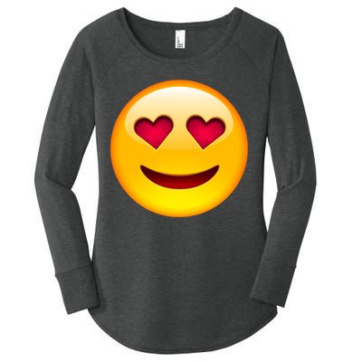 Emoticon Love Emoji Smiley with Heart Eyes Women's Perfect Tri Tunic Long Sleeve Shirt