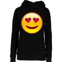 Emoticon Love Emoji Smiley with Heart Eyes Womens Funnel Neck Pullover Hood