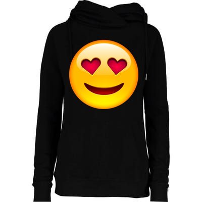 Emoticon Love Emoji Smiley with Heart Eyes Womens Funnel Neck Pullover Hood