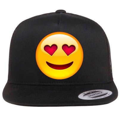 Emoticon Love Emoji Smiley with Heart Eyes Flat Bill Trucker Hat