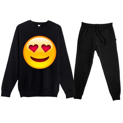 Emoticon Love Emoji Smiley with Heart Eyes Premium Crewneck Sweatsuit Set