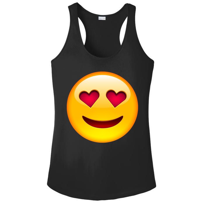 Emoticon Love Emoji Smiley with Heart Eyes Ladies PosiCharge Competitor Racerback Tank