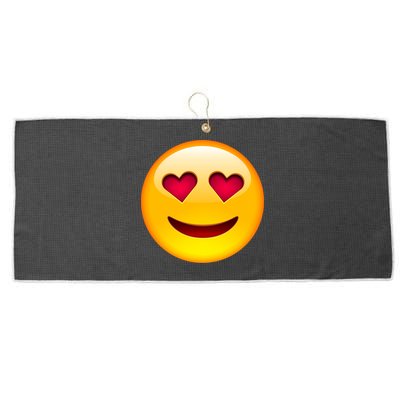 Emoticon Love Emoji Smiley with Heart Eyes Large Microfiber Waffle Golf Towel