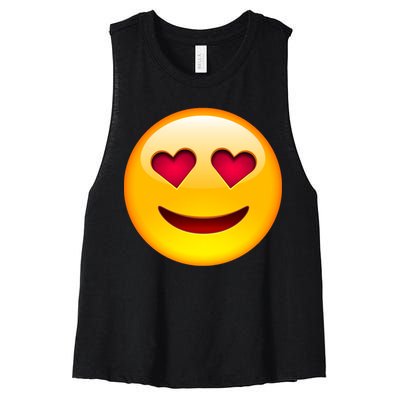 Emoticon Love Emoji Smiley with Heart Eyes Women's Racerback Cropped Tank