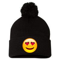 Emoticon Love Emoji Smiley with Heart Eyes Pom Pom 12in Knit Beanie