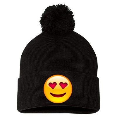 Emoticon Love Emoji Smiley with Heart Eyes Pom Pom 12in Knit Beanie