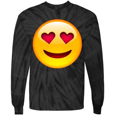 Emoticon Love Emoji Smiley with Heart Eyes Tie-Dye Long Sleeve Shirt