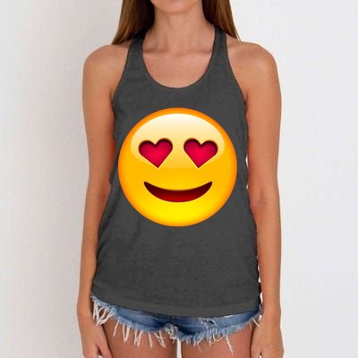 Emoticon Love Emoji Smiley with Heart Eyes Women's Knotted Racerback Tank