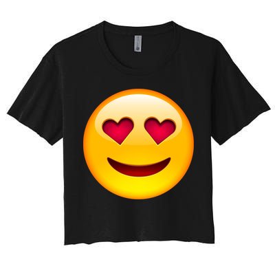 Emoticon Love Emoji Smiley with Heart Eyes Women's Crop Top Tee