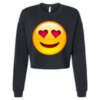 Emoticon Love Emoji Smiley with Heart Eyes Cropped Pullover Crew