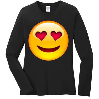 Emoticon Love Emoji Smiley with Heart Eyes Ladies Long Sleeve Shirt