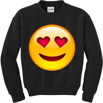 Emoticon Love Emoji Smiley with Heart Eyes Kids Sweatshirt