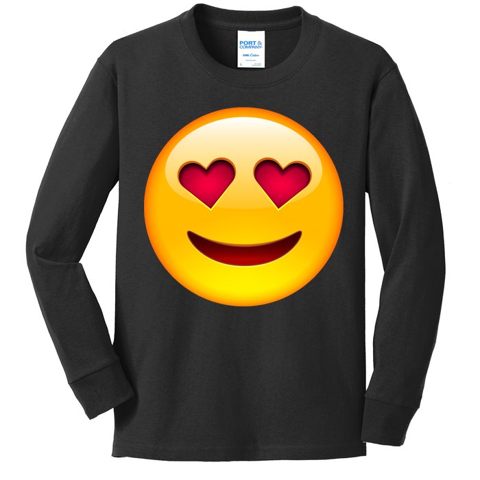 Emoticon Love Emoji Smiley with Heart Eyes Kids Long Sleeve Shirt