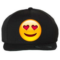 Emoticon Love Emoji Smiley with Heart Eyes Wool Snapback Cap