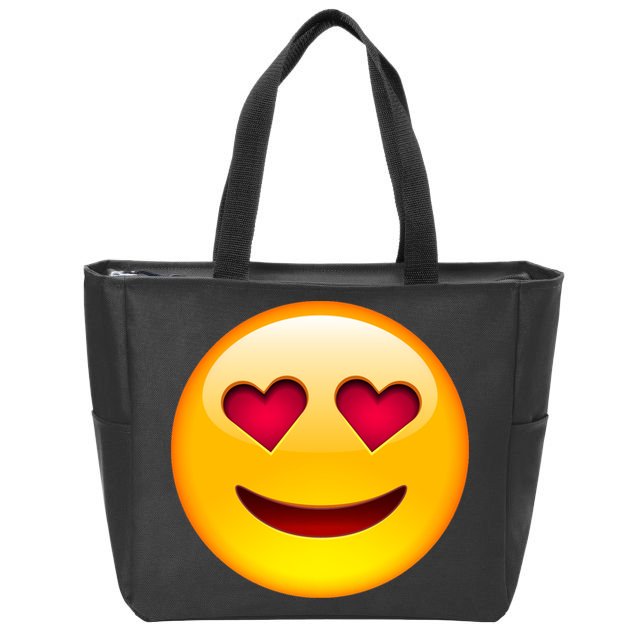 Emoticon Love Emoji Smiley with Heart Eyes Zip Tote Bag