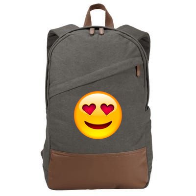 Emoticon Love Emoji Smiley with Heart Eyes Cotton Canvas Backpack