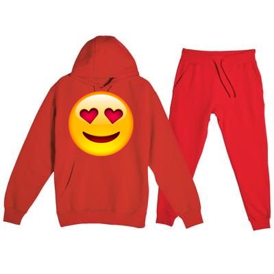 Emoticon Love Emoji Smiley with Heart Eyes Premium Hooded Sweatsuit Set