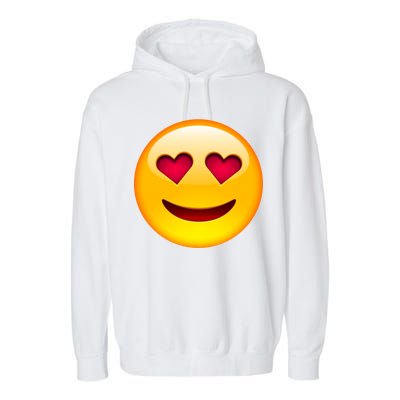 Emoticon Love Emoji Smiley with Heart Eyes Garment-Dyed Fleece Hoodie