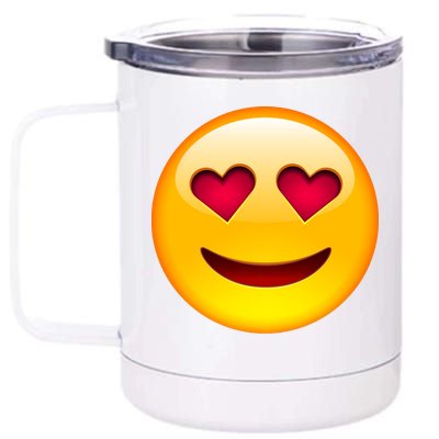 Emoticon Love Emoji Smiley with Heart Eyes 12 oz Stainless Steel Tumbler Cup