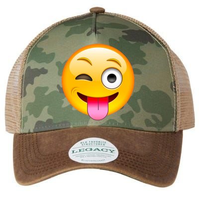 Emoticon Tongue Out Emoji with Winking Eye Smiley Legacy Tie Dye Trucker Hat