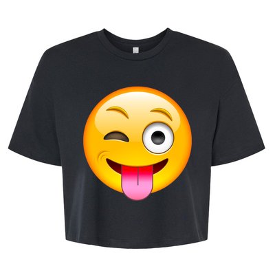 Emoticon Tongue Out Emoji with Winking Eye Smiley Bella+Canvas Jersey Crop Tee