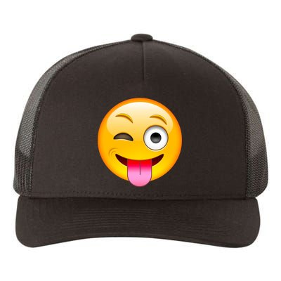 Emoticon Tongue Out Emoji with Winking Eye Smiley Yupoong Adult 5-Panel Trucker Hat