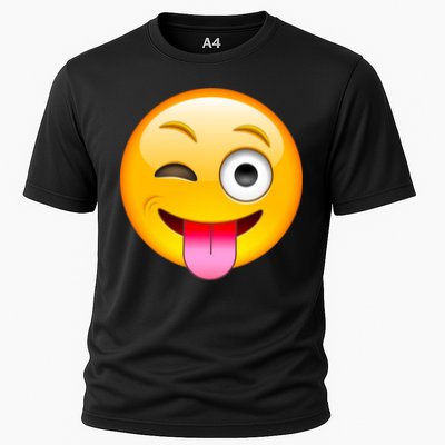 Emoticon Tongue Out Emoji with Winking Eye Smiley Performance Shirt