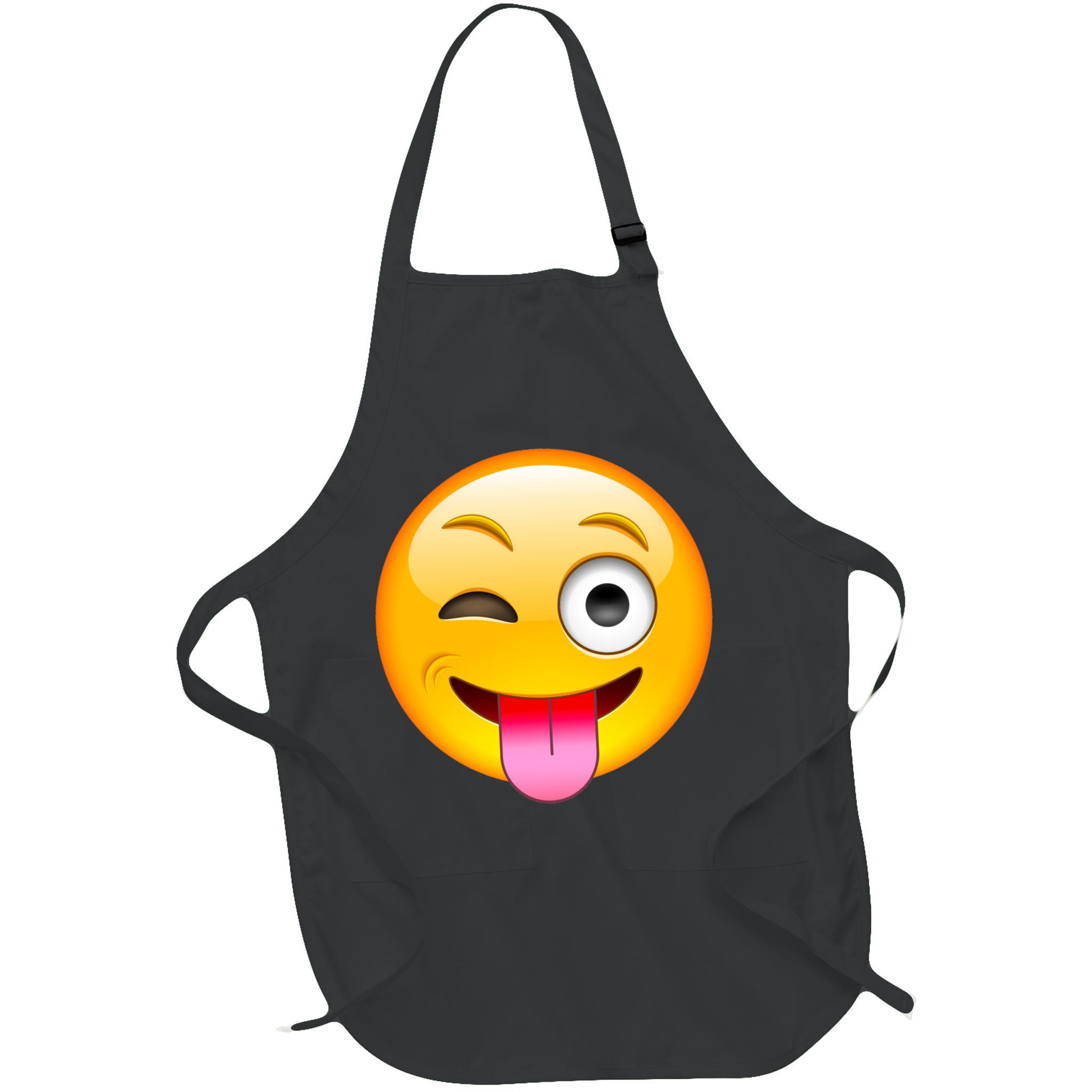 Emoticon Tongue Out Emoji with Winking Eye Smiley Apron