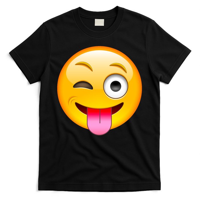 Emoticon Tongue Out Emoji with Winking Eye Smiley T-Shirt