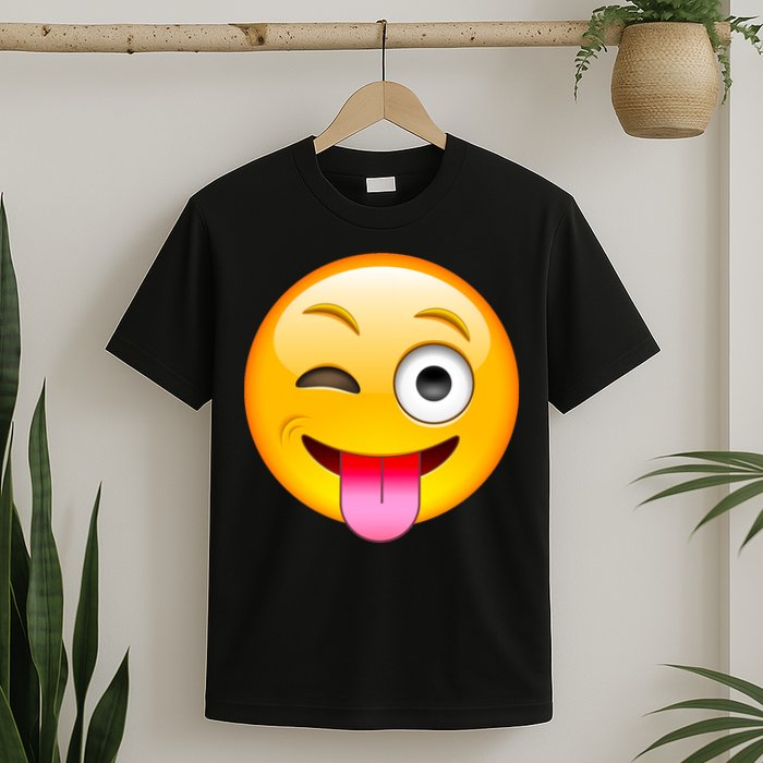 Emoticon Tongue Out Emoji with Winking Eye Smiley T-Shirt