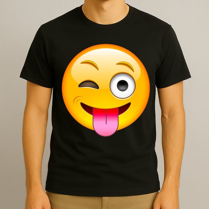 Emoticon Tongue Out Emoji with Winking Eye Smiley T-Shirt
