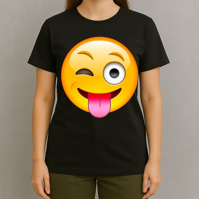 Emoticon Tongue Out Emoji with Winking Eye Smiley T-Shirt