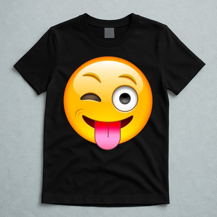 Emoticon Tongue Out Emoji with Winking Eye Smiley T-Shirt