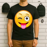 Emoticon Tongue Out Emoji with Winking Eye Smiley T-Shirt