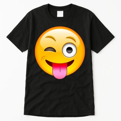 Emoticon Tongue Out Emoji with Winking Eye Smiley Tall T-Shirt