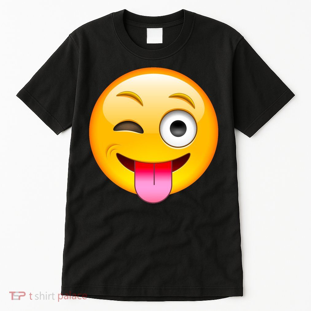 Emoticon Tongue Out Emoji with Winking Eye Smiley Tall T-Shirt