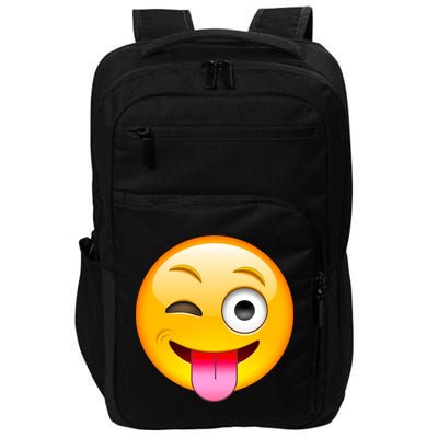 Emoticon Tongue Out Emoji with Winking Eye Smiley Impact Tech Backpack