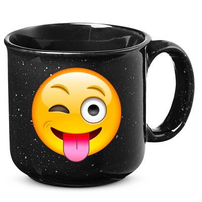 Emoticon Tongue Out Emoji with Winking Eye Smiley 15oz Campfire Ceramic Mug