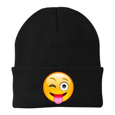 Emoticon Tongue Out Emoji with Winking Eye Smiley Beanie