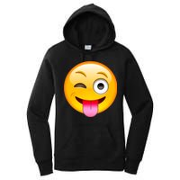 Emoticon Tongue Out Emoji with Winking Eye Smiley Women's Pullover Hoodie