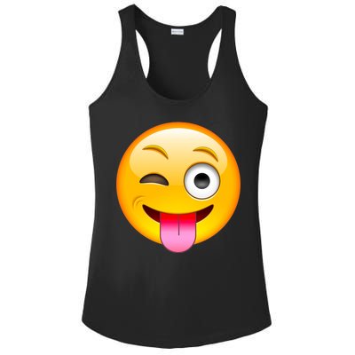 Emoticon Tongue Out Emoji with Winking Eye Smiley Ladies PosiCharge Competitor Racerback Tank