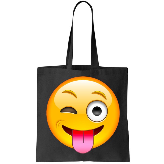 Emoticon Tongue Out Emoji with Winking Eye Smiley Bag