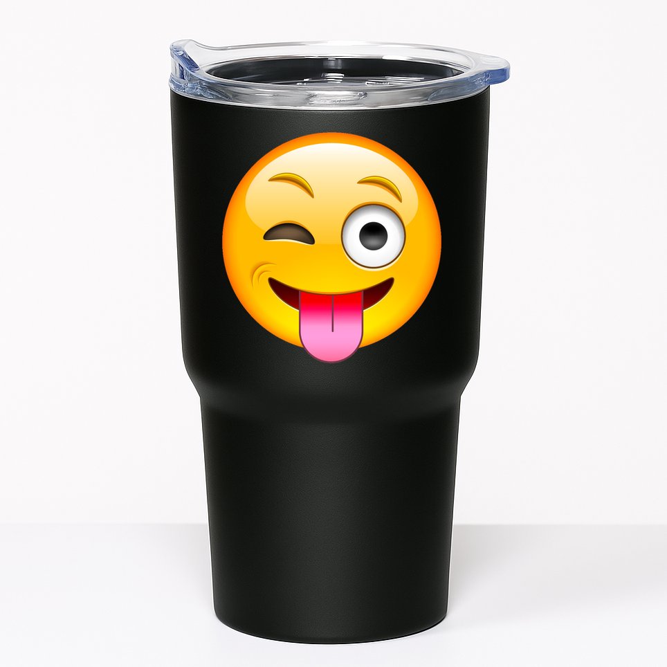 Emoticon Tongue Out Emoji with Winking Eye Smiley Tumbler