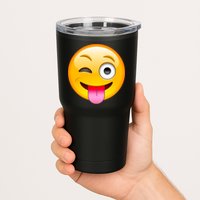 Emoticon Tongue Out Emoji with Winking Eye Smiley Tumbler