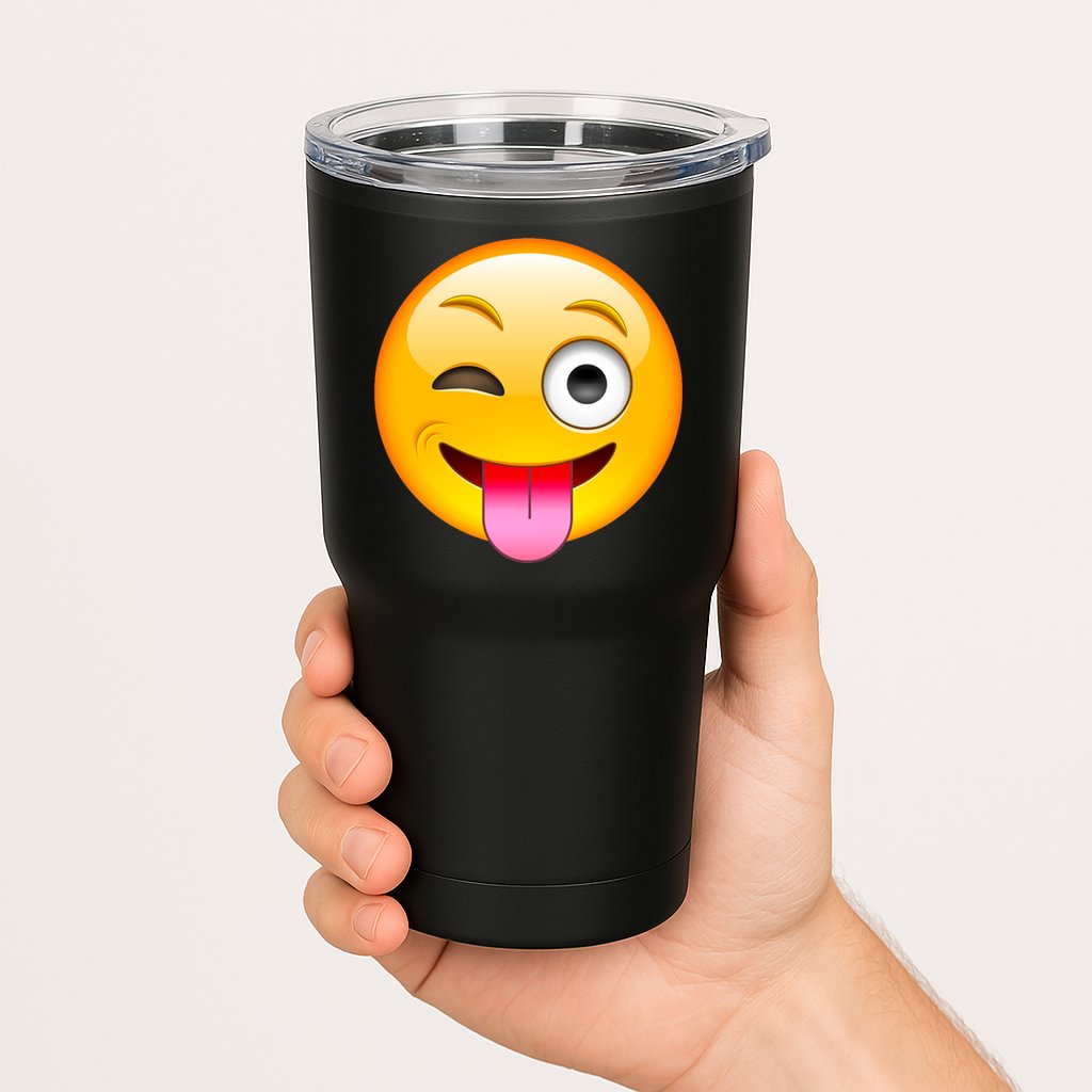 Emoticon Tongue Out Emoji with Winking Eye Smiley Tumbler