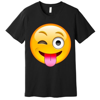 Emoticon Tongue Out Emoji with Winking Eye Smiley Premium T-Shirt